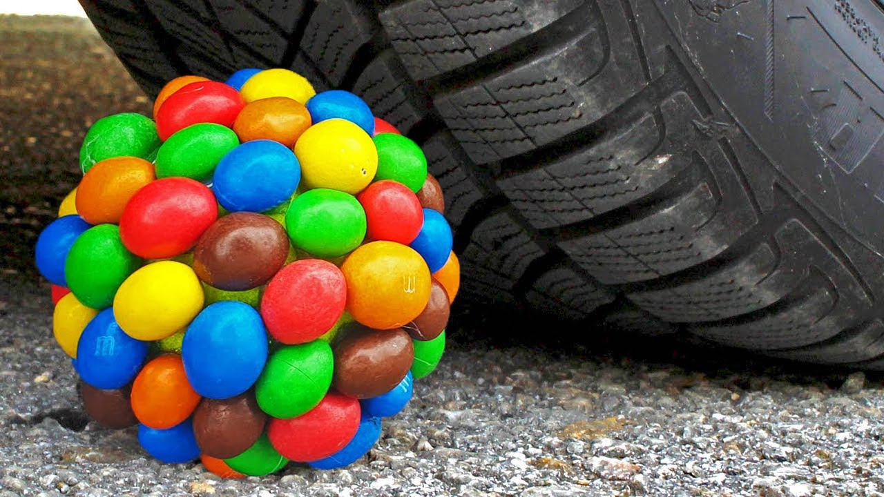 Experiment: Car vs Rainbow Mentos Ball - ASMR