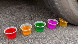 Crushing Crunchy & Soft Things by Car! Experiment: Color cups vs car