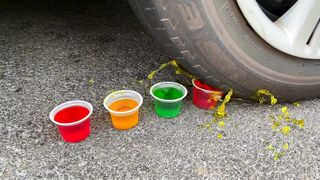 Crushing Crunchy & Soft Things by Car! Experiment: Color cups vs car
