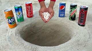 Experiment: Cola, Fanta, Sprite, Pepsi, Mountain Dew, Hell VS Mentos Big Underground.