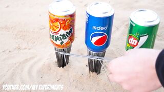 Experiment: Matches vs Cola, Mirinda, Fanta, Pepsi cans