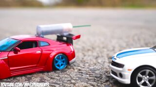 Experiment: XXL ROCKET with Toy Car GTR vs POLICE