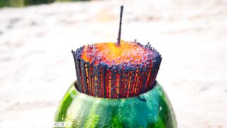 EXPERIMENT: A lot of Sparklers vs Ice Watermelon