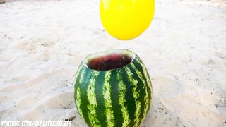 Experiment: Small Stretch Armstrong VS Coca Cola and Mentos inside the Watermelon
