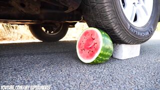 Experiment: Car vs Half of Watermelon | Crushing Crunchy & Soft Things by Car!