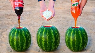 Experiment: Coca-Cola, Mirinda, Mentos VS Watermelon