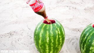 Experiment: Coca-Cola, Mirinda, Mentos VS Watermelon