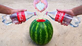 Experiment: Clear Coca-Cola vs Watermelon and Mentos