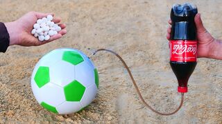 Experiment: Cola and Mentos vs Soccer ball