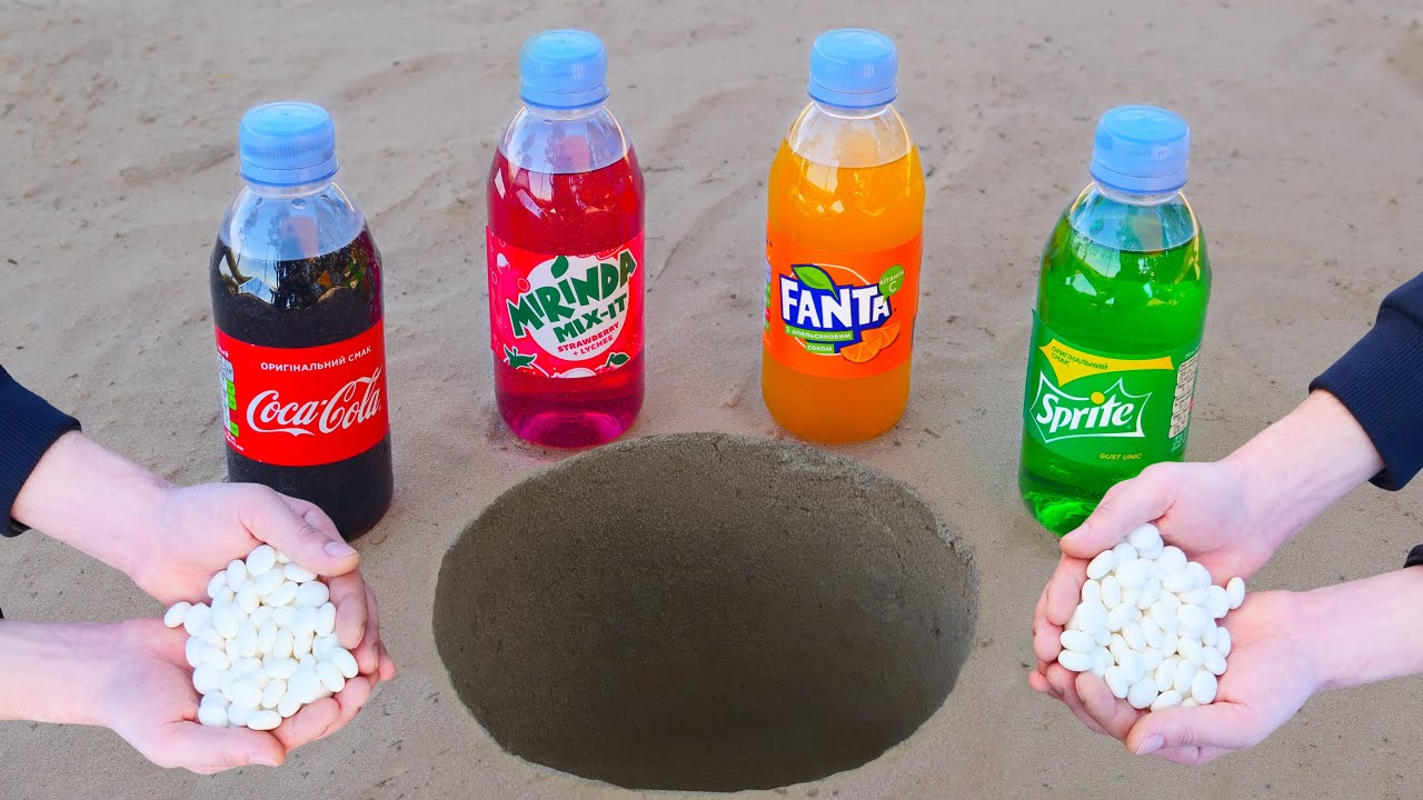 experimento volcan con coca cola y mentos