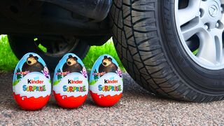 EXPERIMENT: Car vs XXL Kinder Surprise - Crushing Crunchy & Soft Things by Car!