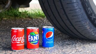 Crushing Crunchy & Soft Things by Car! EXPERIMENT: Car vs Cola, Fanta, Pepsi