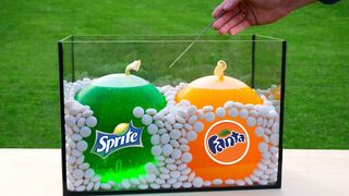 Experiment: Balloons of Fanta & Sprite VS Mentos
