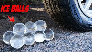 Crushing Crunchy & Soft Things by Car! Experiment: Car vs Сlear Ice Balls