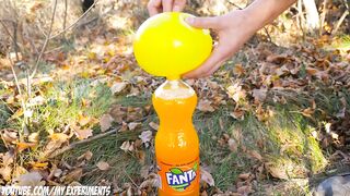EXPERIMENT: Mentos with Balloons and Coke, Fanta, Sprite