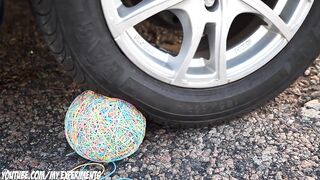 Crushing Crunchy & Soft Things by Car! - XXL Rubber Band Ball vs CAR