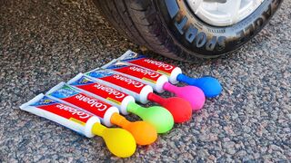 Crushing Crunchy & Soft Things by Car! - Toothpaste with Balloons vs Car