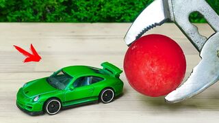 EXPERIMENT: Glowing 1000 degree Metal Ball vs TOY CAR 911