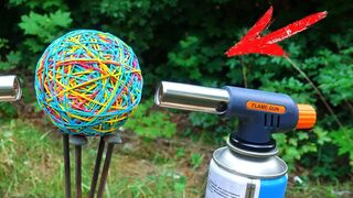 EXPERIMENT: GAS TORCH VS Rubber Band Ball