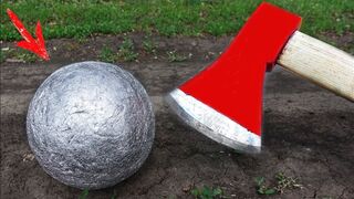 EXPERIMENT: AXE VS ALUMINIUM FOIL BALL