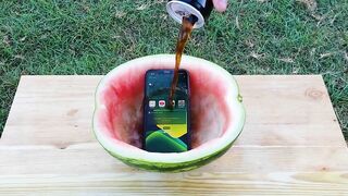 Coca Cola and Fanta vs iPhone in a Watermelon!