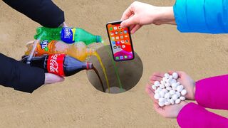 Coca Cola, Fanta, Sprite and Mentos vs iPhone Underground !