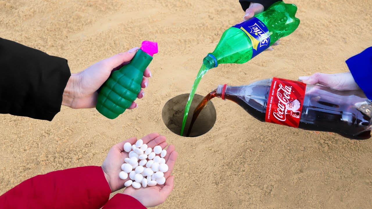 Firecracker vs Coca Cola, Sprite and Mentos Underground!