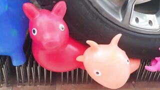 Experiment  Car VS Balloons & Goats Toys  Crushing Crunchy & Soft Things by Car