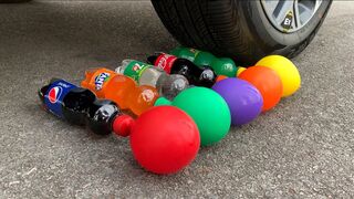 Experiment Car vs Coca Cola, Fanta, Mirinda Balloons | Crushing Crunchy & Soft Things by Car | 04