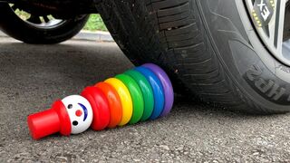 Experiment Balloons vs Car vs Wooden Rainbow Tower | Crushing Crunchy & Soft Things by Car | Test Ex