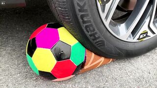 Experiment Car vs Soccer Ball Ice Cream | Crushing crunchy & soft things by car | Test Ex