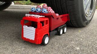 Experiment Car vs Car Toy with Soccer Balls | Crushing crunchy & soft things by car | Test Ex