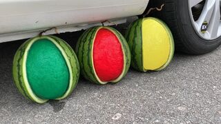 Experiment Car vs Colored Watermelon Jelly | Crushing crunchy & soft things by car | Test Ex