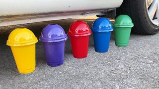 Experiment Car vs Colored Plastic Cups | Crushing crunchy & soft things by car | Test Ex