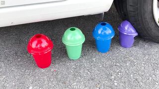 Experiment Car vs Colored Plastic Cups | Crushing crunchy & soft things by car | Test Ex