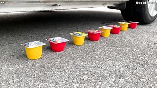 Experiment Car vs M&M Candy in Bowl | Crushing crunchy & soft things by car | Test Ex