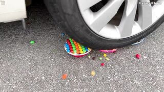 Experiment Car vs M&M Candy in Bowl | Crushing crunchy & soft things by car | Test Ex
