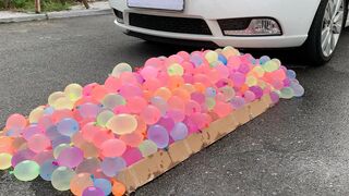 Experiment Car vs 1000 Water Balloons | Crushing crunchy & soft things by car | Test Ex