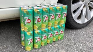 Experiment Car vs 7up | Crushing crunchy & soft things by car | Test Ex