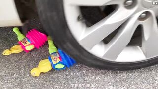 Experiment Car vs Rainbow Tower Ring | Crushing crunchy & soft things by car | Test Ex
