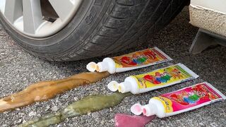 Experiment Car vs Toothpaste | Crushing crunchy & soft things by car | Test Ex