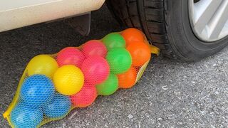 Experiment Car vs Ball and Balloon | Crushing crunchy & soft things by car | Test Ex