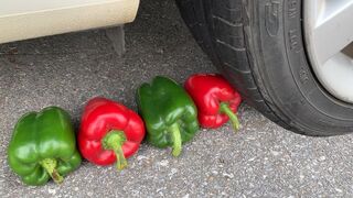 Experiment Car vs Peppers | Crushing crunchy & soft things by car | Test Ex