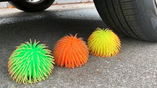 Experiment Car vs Doodles Balls | Crushing Crunchy & Soft Things by Car | Test S