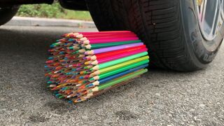 Experiment Car vs Wooden Crayons, Wooden Pencils | Crushing Crunchy & Soft Things by Car | Test S