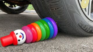 Experiment Car vs  Wooden Rainbow Tower | Crushing Crunchy & Soft Things by Car | Test S
