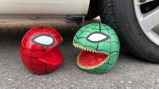 Experiment Car vs Spider Pacman Watermelon| Crushing Crunchy & Soft Things by Car | Test S