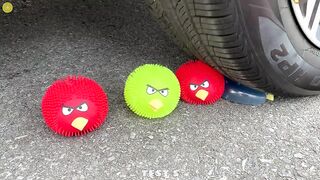 Experiment Car vs Angry Birds Doodles and Balloons | Crushing Crunchy & Soft Things by Car | Test S