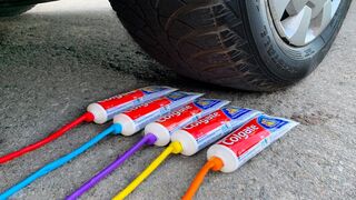 EXPERIMENT: Car vs Toothpaste Balloons - Crushing Crunchy & Soft Things by Car!