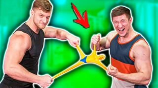 BODYBUILDERS VS STRETCH ARMSTRONG !!! WILL it STRETCH ?!